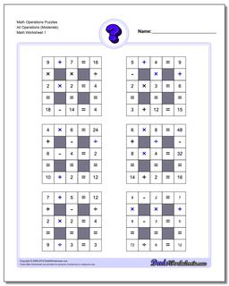 Number Grid Puzzle Math Operations All Operations (Moderate)