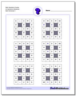 Math Operations Puzzle All Operations (Moderate)