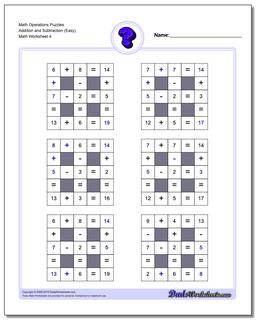 Math Operations Puzzle Addition and Subtraction (Easy)