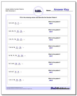 Simple Addition Worksheet Number Patterns