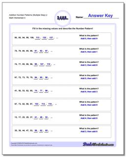 Addition Worksheet Number Patterns (Multiple Step) 2