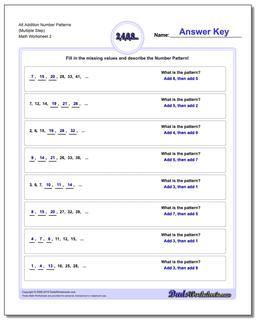 Alt Addition Worksheet Number Patterns (Multiple Step) /worksheets/number-patterns.html
