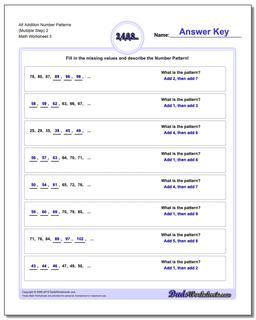 Alt Addition Worksheet Number Patterns (Multiple Step) 2