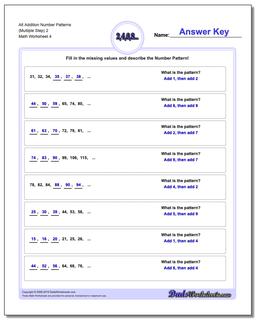 Alt Addition Worksheet Number Patterns (Multiple Step) 2