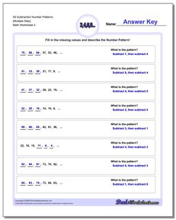 Alt Subtraction Worksheet Number Patterns (Multiple Step) /worksheets/number-patterns.html