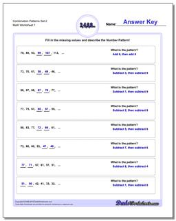 Number Patterns Combination Set 2 Worksheet