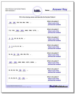 More Fibonacci-Like Number Patterns Worksheet