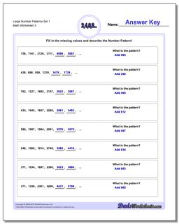 Large Number Patterns Set 1 Worksheet