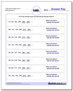 Large Number Patterns Set 2 Worksheet