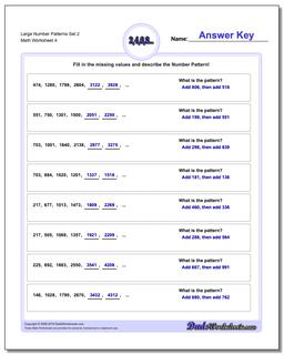 Large Number Patterns Set 2 Worksheet