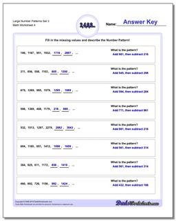 Large Number Patterns Set 3 Worksheet