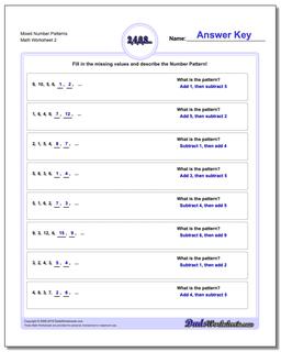 Mixed Number Patterns /worksheets/number-patterns.html Worksheet