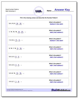 Mixed Number Patterns Worksheet