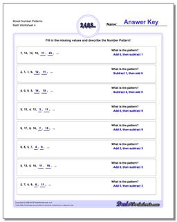 Mixed Number Patterns Worksheet