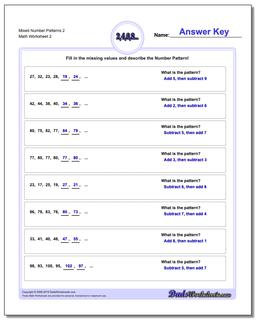 Mixed Number Patterns 2 /worksheets/number-patterns.html Worksheet