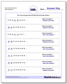 Mixed Number Patterns 3 /worksheets/number-patterns.html Worksheet