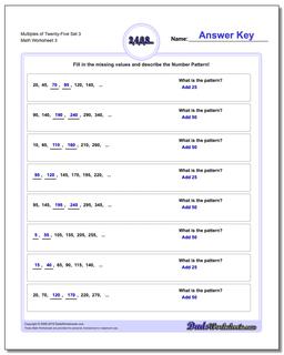 Multiples of Twenty-Five Set 3 Worksheet