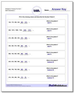 Multiples of Twenty-Five Set 5 /worksheets/number-patterns.html Worksheet