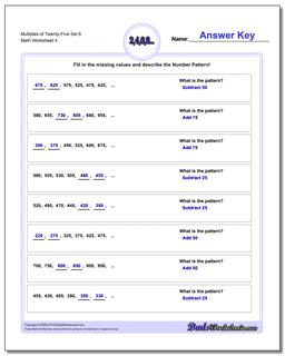 Multiples of Twenty-Five Set 6 Worksheet