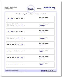 Multiples of Twenty-Five Set 7 Worksheet