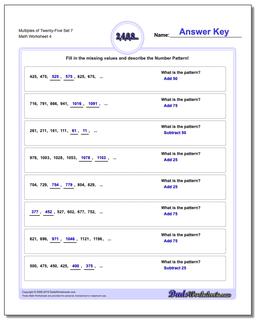 Multiples of Twenty-Five Set 7 Worksheet