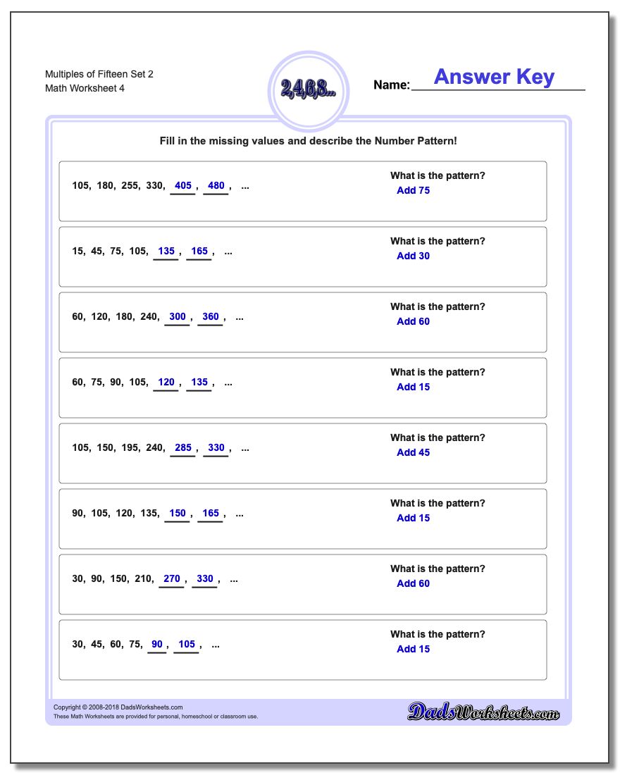 Multiples of Fifteen Set 2 Worksheet