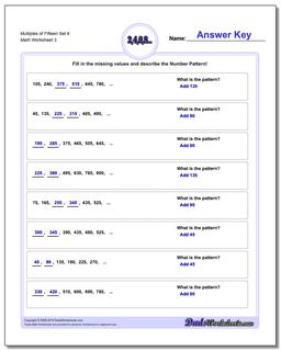 Multiples of Fifteen Set 8 Worksheet