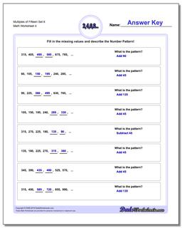 Multiples of Fifteen Set 8 Worksheet