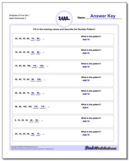 Multiples of Five Set 1 Worksheet