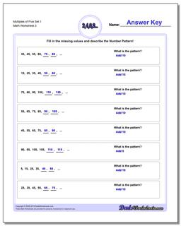 Multiples of Five Set 1 Worksheet