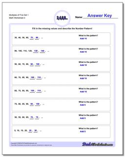 Multiples of Five Set 1 Worksheet