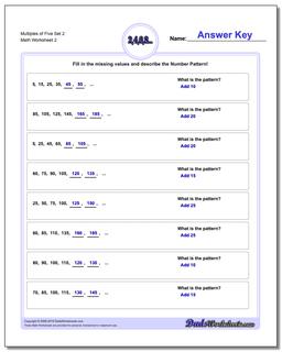 Multiples of Five Set 2 /worksheets/number-patterns.html Worksheet