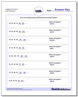 Multiples of Five Set 2 Worksheet