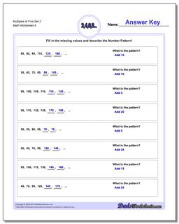 Multiples of Five Set 2 Worksheet