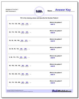 Multiples of Five Set 3 /worksheets/number-patterns.html Worksheet