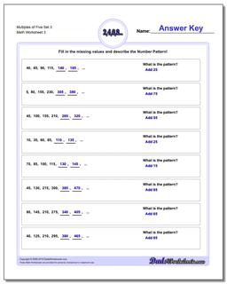 Multiples of Five Set 3 Worksheet