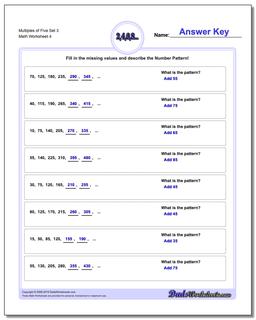 Multiples of Five Set 3 Worksheet