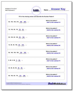 Multiples of Five Set 4 /worksheets/number-patterns.html Worksheet