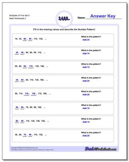Multiples of Five Set 5 /worksheets/number-patterns.html Worksheet