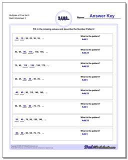 Multiples of Five Set 5 Worksheet