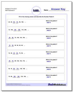 Multiples of Five Set 5 Worksheet