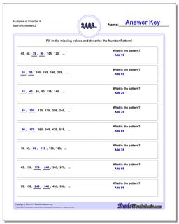Multiples of Five Set 6 /worksheets/number-patterns.html Worksheet