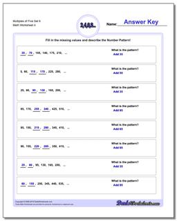 Multiples of Five Set 6 Worksheet