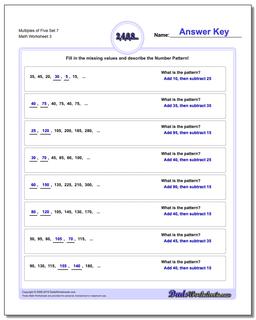 Multiples of Five Set 7 Worksheet