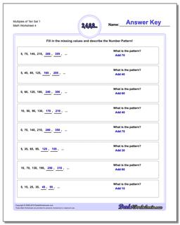 Multiples of Ten Set 1 Worksheet