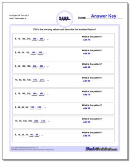 Multiples of Ten Set 1 Worksheet