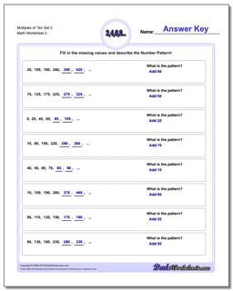 Multiples of Ten Set 2 /worksheets/number-patterns.html Worksheet