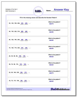 Multiples of Ten Set 2 Worksheet