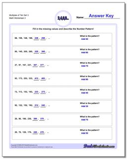 Multiples of Ten Set 3 Worksheet