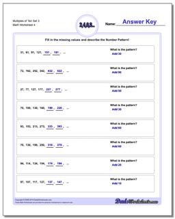 Multiples of Ten Set 3 Worksheet